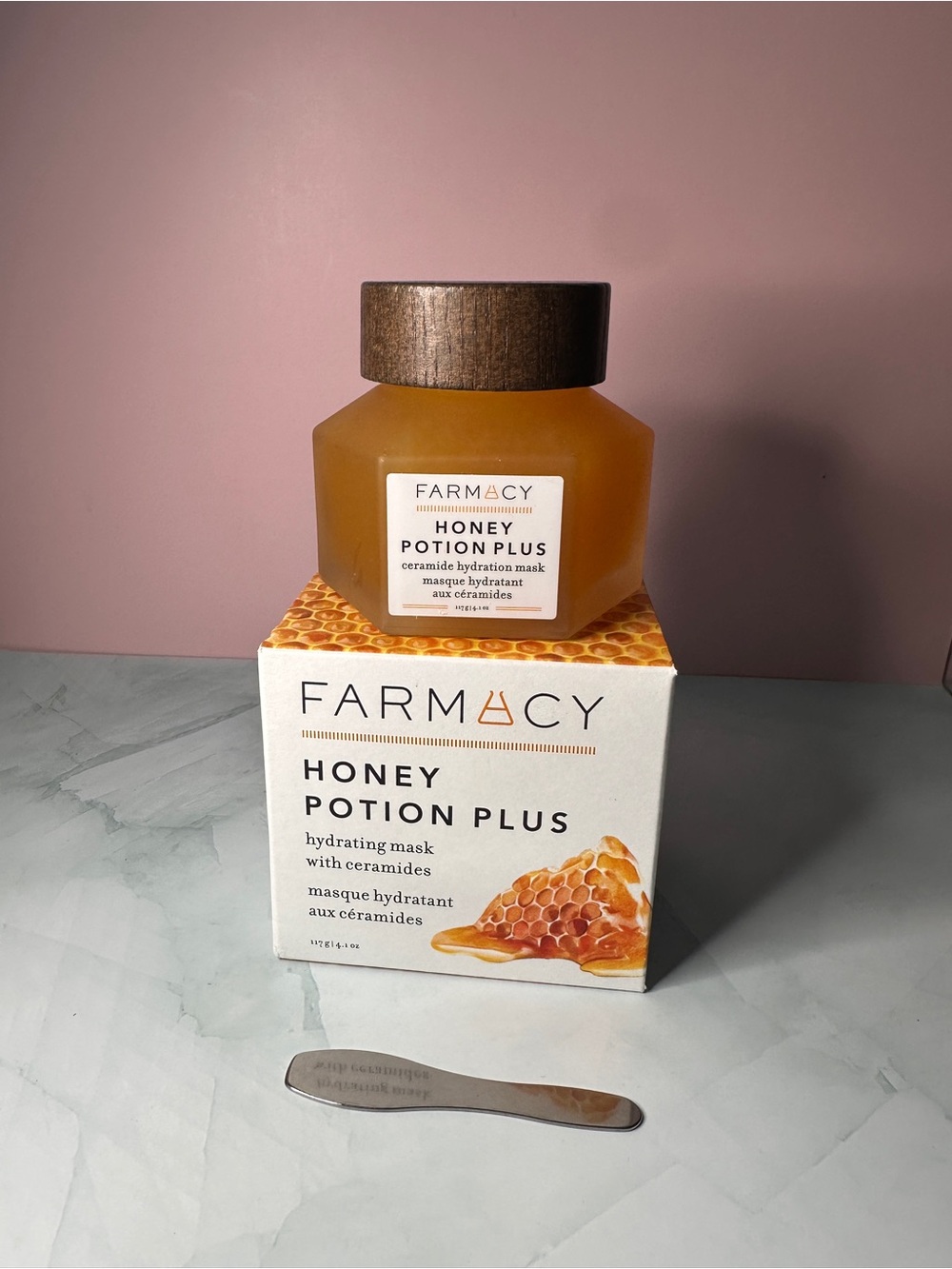 Farmacy Honey Potion Plus Hydrating Mask - amber jar with brown lid